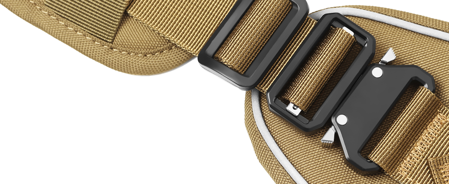 dog harness with metal buckles brown