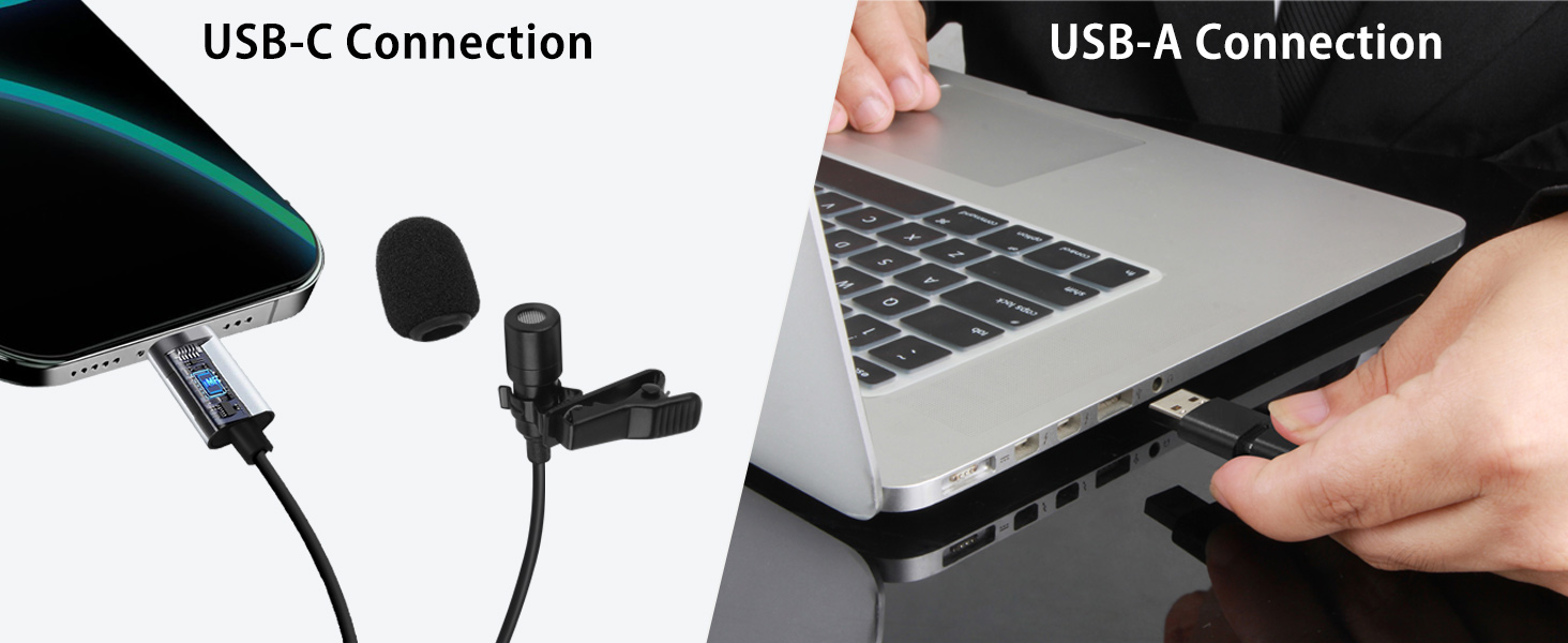 USB C Wired Lavalier Microphone for Phone