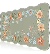 iCasso Scalloped Desk Mat for Keyboard and Mouse, Scalloped Large Mouse Pad, Floral Desk Pad Mat,...
