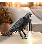 LYOOWNG Crow Lamp, Raven Table Lamp with Bulb, Bird Desk Lamp, Halloween Gothic Home Decor Crow L...