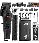 LQT Men's Professional Cordless Hair Clippers &amp; Trimmer Kit, 4-in-1 Electric Shaver Set with LED ...
