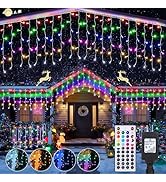 Joomer RGB Christmas Icicle Lights, 35Ft Color Changing Christmas Lights Outdoor RGB Icicle Strin...