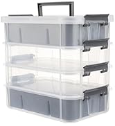 CraftGenes Plastic Storage Bins – 4-Layer Durable Storage Containers for Arts and Crafts Supplies...