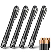 RECHOO LED Pen Light 4 Pack, Lightweight, Small Bright Pen Flashlight with Clip, Waterproof Porta...