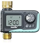 RAINPOINT Sprinkler Timer with Brass Inlet &amp; Outlet, Programmable Hose Timer for Garden Soaker Ho...