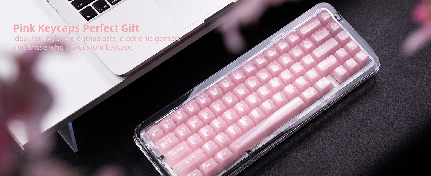 Keycaps Jelly Pink, Clear Cute Keycaps, Transparent Custom Cherry Profile Keyboard Key Cap