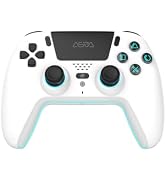 ASRVA White Wireless Pro Controller for PS5, Hall Effect Joystick No Drift, 2 Back Paddles, Macro...