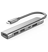 USB C to Display Multiport Adapter, Portable Type-C Hub to DisplayPort, USB-C Charging Port, 3 US...