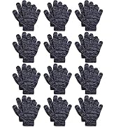 Cooraby 12 Pairs Kids Warm Magic Gloves Teens Winter Stretchy Knit Gloves Boys Girls Knit Gloves