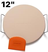 Pizza Stone for Oven and Grill 12 inch - Cordierite Baking Stone Set with Stainless Steel Rack an...