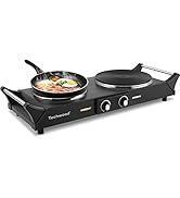 Techwood 1800W Hot Plate Portable Electric Stove Countertop Double Burner with Adjustable Tempera...