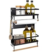 Jolitac Magnetic Fridge Spice Rack- Space Saving Organizer Black Shelf on Refrigerator, Kitchen P...