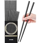 GLAMFIELDS 10 Pairs Fiberglass Chopsticks, Reusable Japanese Chinese Chop Sticks Dishwasher Safe,...