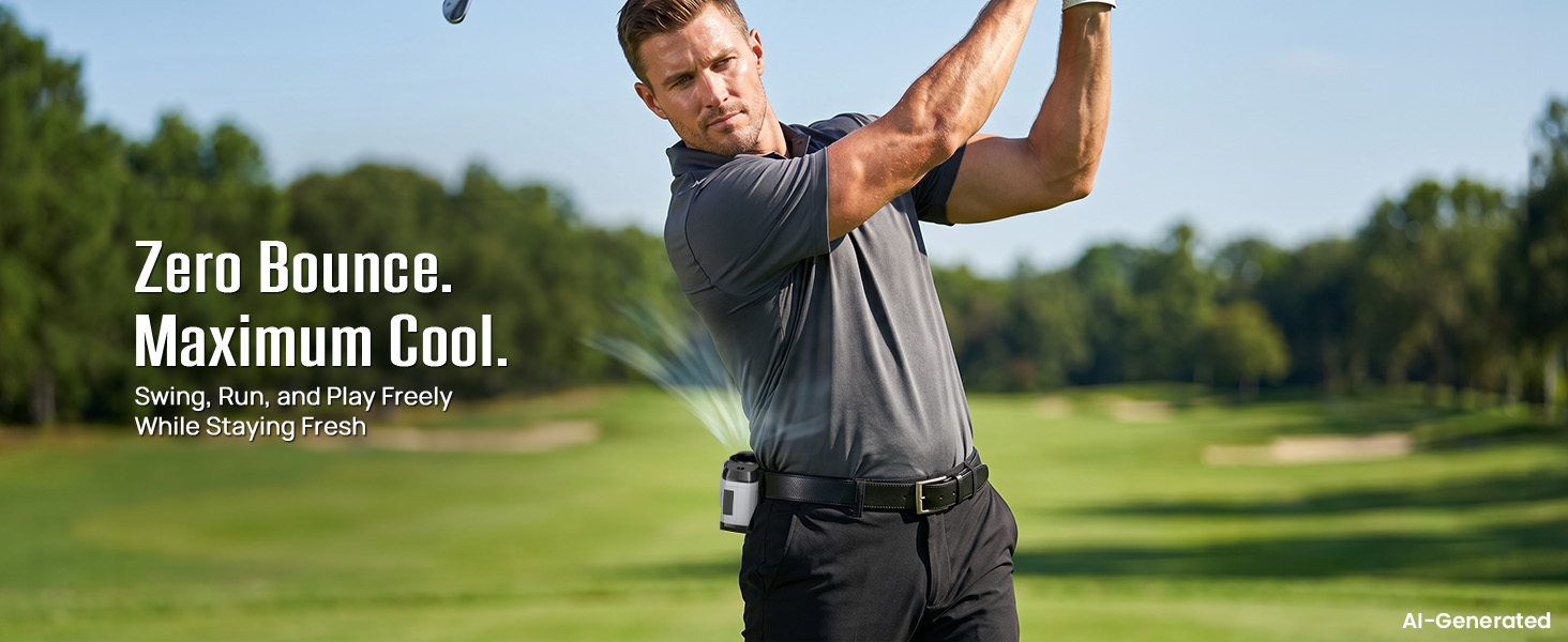 waist fan for men supports hands-free cooling for golf, walking, and workouts