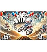 Nuxovilar Motocross Happy Birthday Banner - Large 71x43 Inch Dirt Bike Racing Party Backdrop for ...
