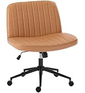 OLIXIS Criss Cross Chair with Wheels Wide Cross Legged Office Desk Vanity Chair Comfy Fabric Arml...
