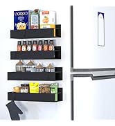 GD Metal Magnetic Spice Rack for Refrigerator – 5 Pack Strong Magnet Organizer Shelves with Notep...