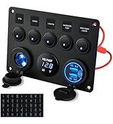 Kohree 12V Switch Panel, 5 Gang Marine Switch Panel Waterproof Rocker Switch Panel Boat Switch Pa...