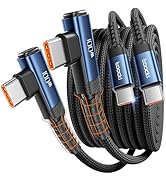 toocki USB C Cable [2Pack, 6.6ft] 100W Right Angle Fast Charging Cord, Nylon Braided USB 2.0 Cabl...