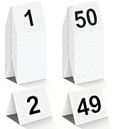 Estleys Restaurant Table Numbers 1-50 White, Double Sided Acrylic Tents Style Table Number Cards ...