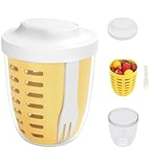 daasigwaa Fresh Fruit Salad Storage Cup To Go With Lids, Fork &amp; Drain Baskets, Reusable Leakproof...