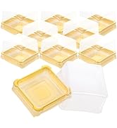 Housoutil Cupcake Container 50Pcs 100g Mini Plastic Cake Box Square Moon Cake Packing Box Mooncak...