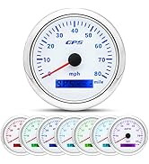 ARTILAURA GPS Speedometer Car Boat GPS Speedometer 85mm 3-3/8" 7 Color 80MPH Waterproof Gauge 9-3...