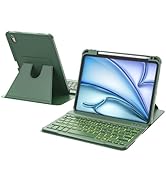 RAYMCRAFT for iPad Air 11 inch Case with Keyboard M3/M2 (2025/2024), 360° Rotatable Case & Detach...
