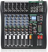 XTUGA 60CT 6 Channel Mixer for PC Recording Sound Controller Audio Interface with Digital Effect ...