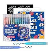Grabie 12Colors Acrylic Gel Pens&amp;Coloring Book, Medium Point Colored Gel Pens, Acrylic Gel Ink Pe...