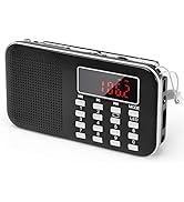 Mini Portable Radio AM FM Pocket Radio with MP3, LED Flashlight, Digital Radio Speaker Support Mi...