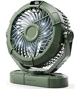 Gaiatop Portable Camping Fan with LED Lantern, Power Display 360° Head Rotation, Hanging Hook for...