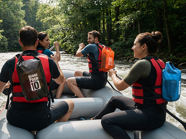 TILYMOL waterproof dry bag multiple colors and sizes for group rafting trips in river rapids