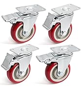 Tosnail 4-Inch Heavy Duty Swivel Caster Wheels Set of 4, Industrial Locking Rolling Plate Casters...