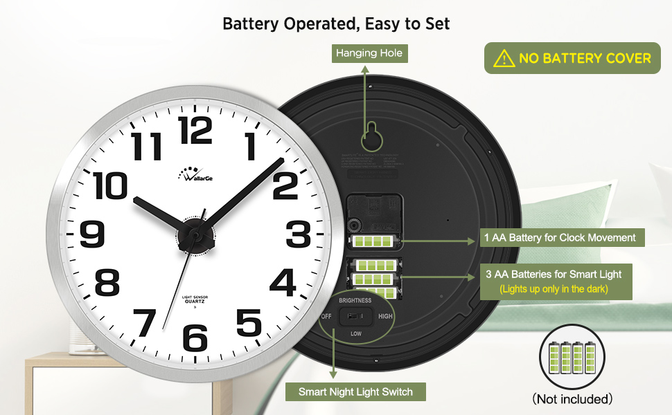Wall Clock with Smart Night Light