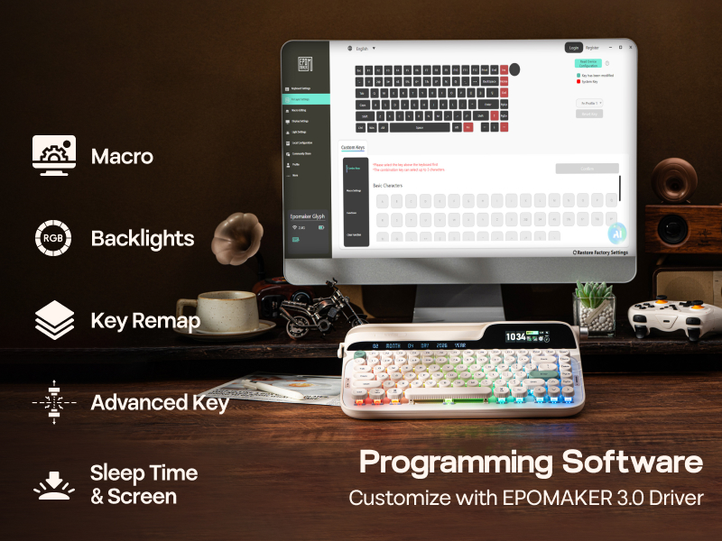 EPOMAKER Glyph Wireless Typewriter Retro Mechanical Keyboard