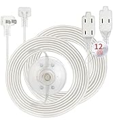 Zlierop 2 Pack Clear Extension Cord with Footswitch 12 FT, 3 Outlet Extension Cord Flat Wall Plug...