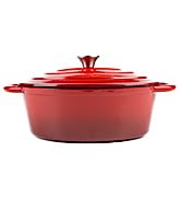 Kerilyn 4.5 QT Enameled Oval Dutch Oven Pot with Lid and Dual Handles, Cast Iron Dutch Oven for C...