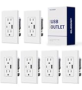 ELEGRP USB Outlet, 15 Amp Wall Outlet with USB Ports, 21W USB Outlets Receptacles with Type A & T...