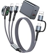 5FT Fast Charging USB C Cable for iPhone and Apple Watch Upgraded 3 in 2 Multi Charging Cable wit...
