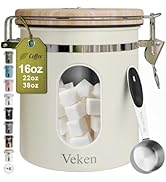 Veken Coffee Sugar Canister with Window, Airtight Stainless Steel Kitchen Food Storage Container ...