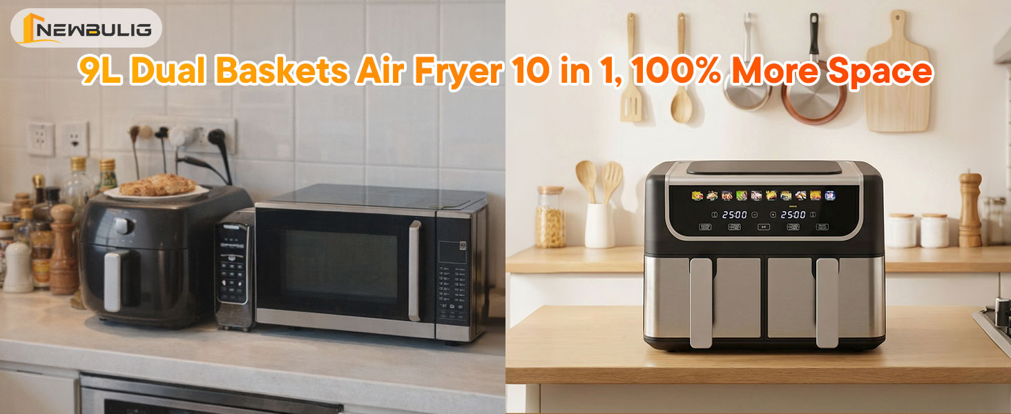NEWBULIG 9L Dual Zone Air Fryer