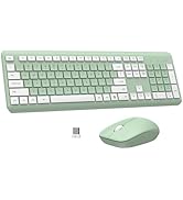 Wireless Keyboard and Mouse Combo, Full-Size Silent Ergonomic Keyboard and Optical Mouse, Long Ba...