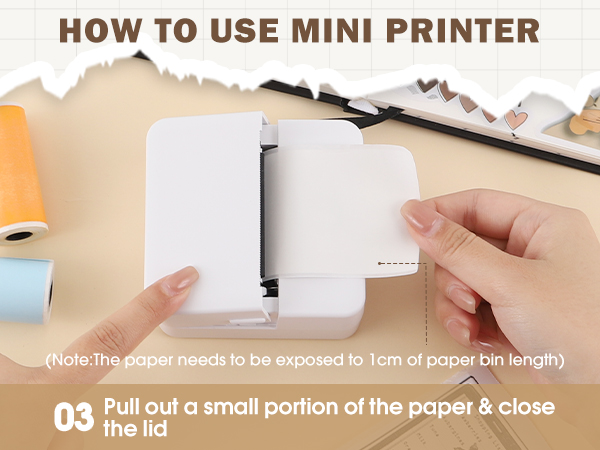 Step 3: Pull out a small portion of the paper &amp; close the lid