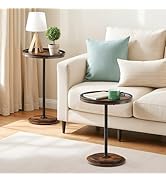 HOOBRO Side Tables Set of 2, Small Round Coffee End Tables for Living Room, Bedroom, Wooden Pedes...