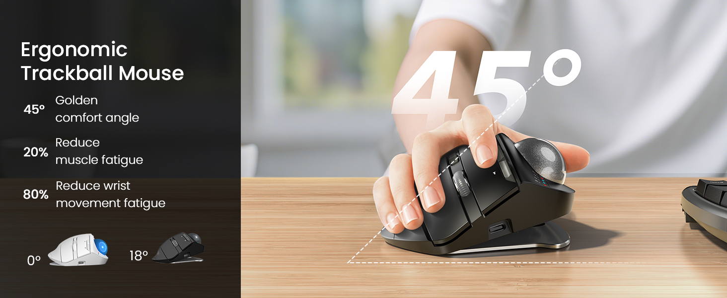 0° or 18° adjustable ergonomic tilt lets you choose a natural handshake position
