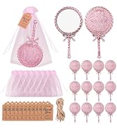 KINCHYGO, 12 Set Bow Handheld Mirror Round Hand Held Mirrors with Thank You Tags and Organza Gift...