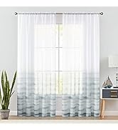 jinchan Sheer Curtains for Living Room Ombre Color Light Filtering Sheer Curtain Reversible Desig...