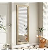 AAZZKANG Full Length Door Mirror Wooden Frame Large Mirrors for Wall 43"x14" Rectangular for Bedr...
