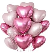 TONIFUL 30Pcs 18 Inch Pink Light Pink Balloons Pink Pastel Pink Heart Shape Foil Mylar Banners De...